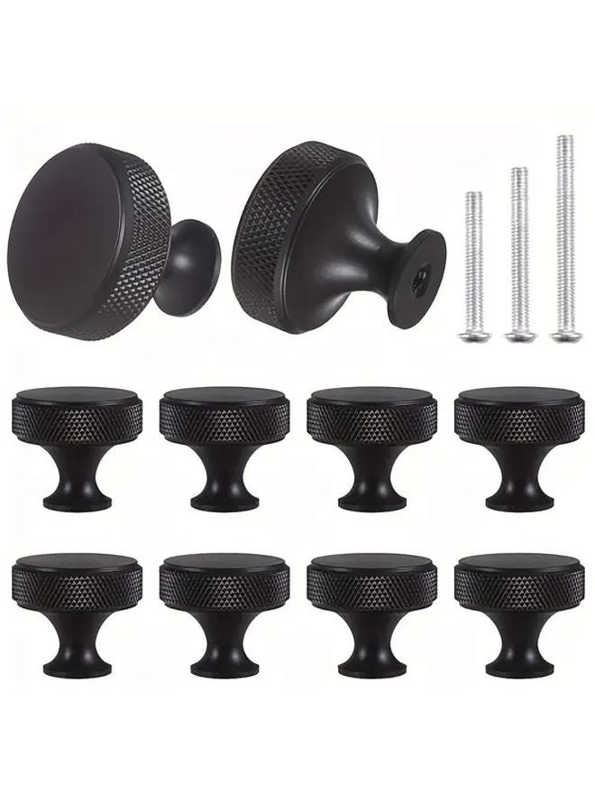 10pcs Black Metal Cabinet Pulls Round Kitchen Drawer Handles Anti Fingerprint Aluminum - Image 1